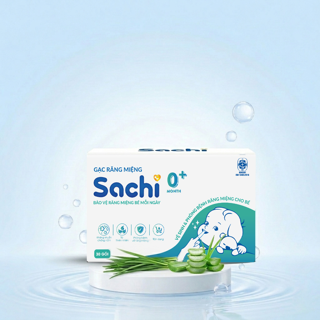 Gạc răng miệng Sachi 0+ (hộp 30 gói)